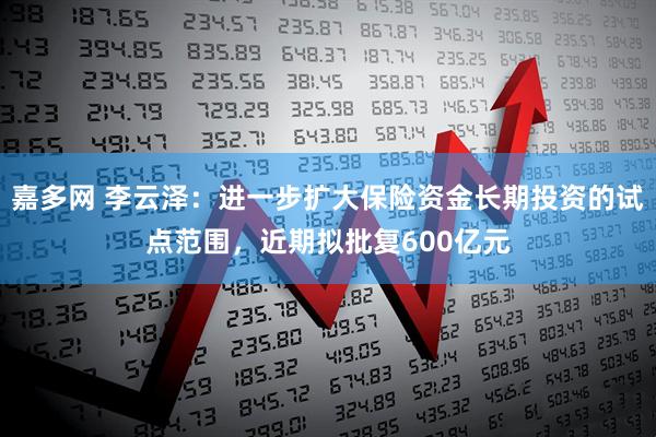 嘉多网 李云泽：进一步扩大保险资金长期投资的试点范围，近期拟批复600亿元